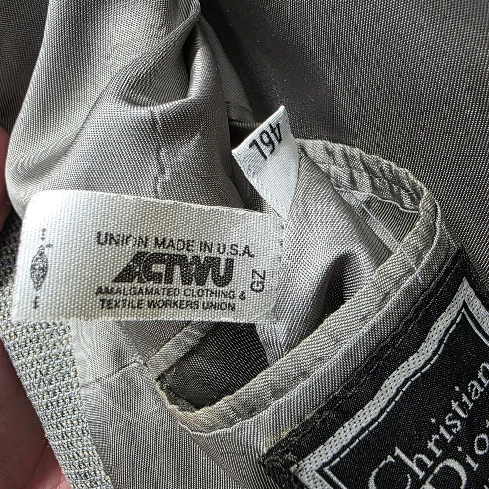 Christian Dior Monsieur Vintage Gray Blue Textured Two Button Blazer Sport Coat